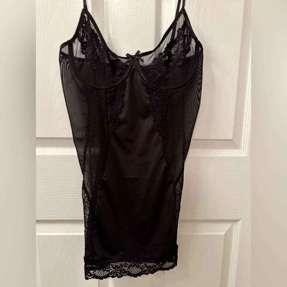 Black satin chemise- New